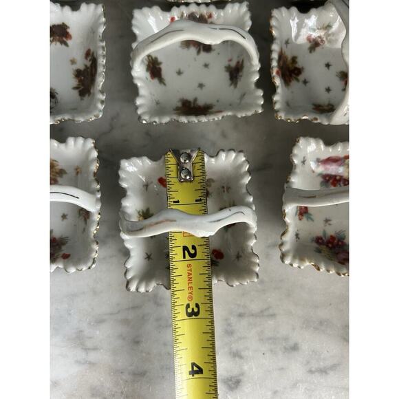 (12) Vintage Porcelain Nut Baskets Salt Bowls Japan Arbaugh’s 1930s Flowers Box - Picture 16 of 16